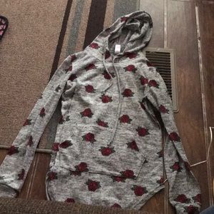 Long sleeve rose hooded top